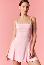Load image into Gallery viewer, Peach Love Scalloped Edge Fitted Romper in Light Pink
