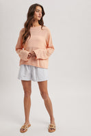 Wishlist Button Detail Striped Shorts in Off White/Navy