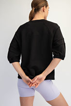 Load image into Gallery viewer, Rae Mode French Terry Bubbled Half Sleeve Top in Black
