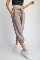 Rae Mode French Terry Cropped Jogger Pants in Stone Taupe