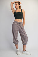 Rae Mode French Terry Cropped Jogger Pants in Stone Taupe
