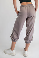 Rae Mode French Terry Cropped Jogger Pants in Stone Taupe