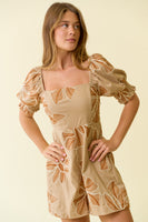 Doe & Rae Floral Embroidery Jumpsuit in Beige