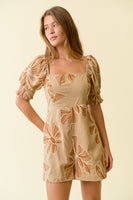 Doe & Rae Floral Embroidery Jumpsuit in Beige