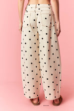 Load image into Gallery viewer, Peach Love Polka Dot Printed Wide Denim Pants in Cream/Black
