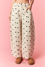 Load image into Gallery viewer, Peach Love Polka Dot Printed Wide Denim Pants in Cream/Black
