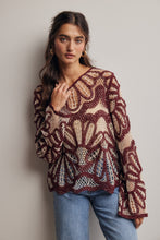 Load image into Gallery viewer, Forte Crochet Floral Pattern Sweater in Cinnamon
