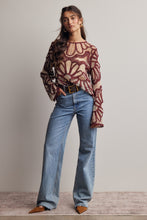 Load image into Gallery viewer, Forte Crochet Floral Pattern Sweater in Cinnamon
