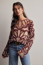 Load image into Gallery viewer, Forte Crochet Floral Pattern Sweater in Cinnamon
