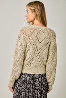 Mystree Crochet Knit Cardigan in Sand