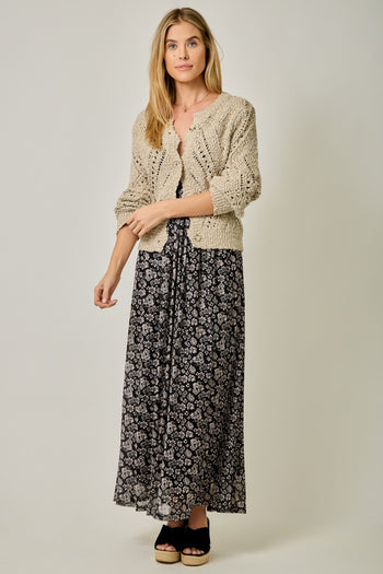 Mystree Crochet Knit Cardigan in Sand