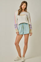 Mystree Color Block Sweater with Fish Design in Off White Mix