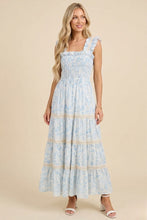 Load image into Gallery viewer, Davi &amp; Dani Flower And Bunnies Print Maxi Dress in Blue
