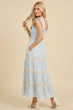 Load image into Gallery viewer, Davi &amp; Dani Flower And Bunnies Print Maxi Dress in Blue

