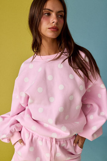 Papermoon Polka Dot Fleece Set in Pink/White Dot