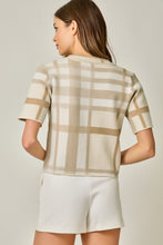 Load image into Gallery viewer, Mystree Plaid Sweater Jacket in Almond Mix
