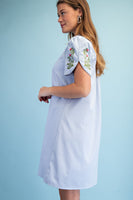 GiGio Floral Embroidered Dress in Sky Blue