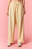 Peach Love Mini Dot Printed French Terry Piping Track Pants in Butter Yellow/Light Blue