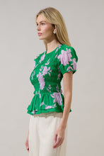 Load image into Gallery viewer, Sugarlips Zama Floral Katti Smocked Top in Kelly-Pink Multi
