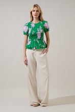 Load image into Gallery viewer, Sugarlips Zama Floral Katti Smocked Top in Kelly-Pink Multi
