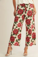 LovLov Floral Boutique Wide Leg Pants in Red Beauty