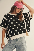 LovLov Polka Dot French Terry Sweatshirt in Black