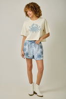 Mystree Cropped Top with Crab Applique Design