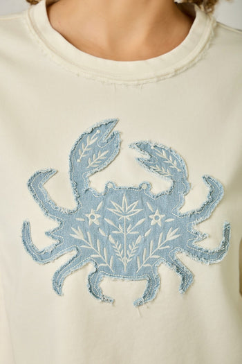 Mystree Cropped Top with Crab Applique Design