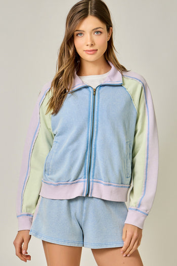 Mystree Color Blocked Jacket in Soft Blue/Lavender (JACKET ONLY)