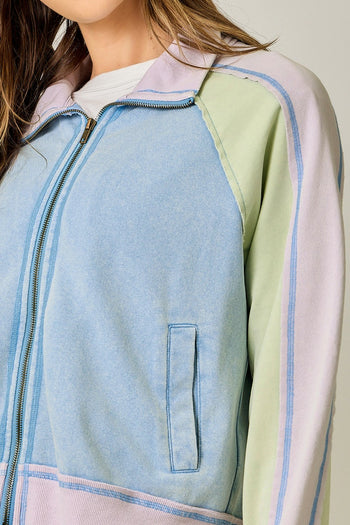 Mystree Color Blocked Jacket in Soft Blue/Lavender (JACKET ONLY)