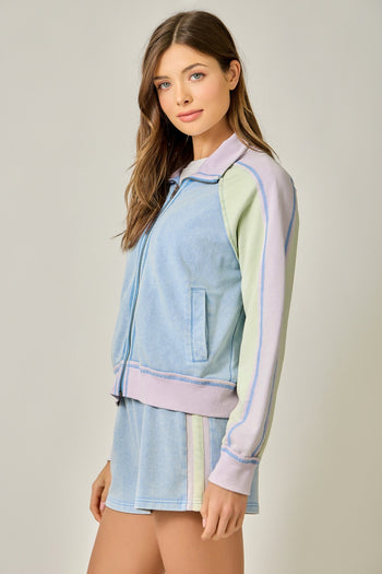 Mystree Color Blocked Jacket in Soft Blue/Lavender (JACKET ONLY)