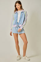 Mystree Color Blocked Terry Shorts in Soft Blue/Lavender (SHORTS ONLY)