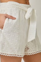 Mystree Mixed Lace Scallop Edge Shorts in Off White (SHORTS ONLY)