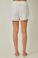 Mystree Mixed Lace Scallop Edge Shorts in Off White (SHORTS ONLY)