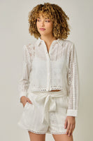 Mystree Mixed Lace Scallop Edge Shorts in Off White (SHORTS ONLY)