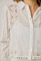 Mystree Mixed Lace Top in Off White (TOP ONLY)
