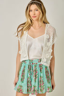 Mystree 3D Floral Crochet Cardigan in White
