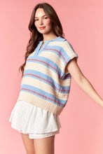 Load image into Gallery viewer, Peach Love Americana Jacquard Knit Striped Top in Cream/Light Blue
