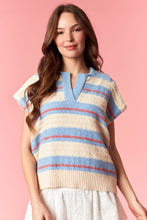 Load image into Gallery viewer, Peach Love Americana Jacquard Knit Striped Top in Cream/Light Blue
