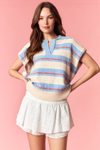 Load image into Gallery viewer, Peach Love Americana Jacquard Knit Striped Top in Cream/Light Blue
