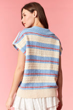 Load image into Gallery viewer, Peach Love Americana Jacquard Knit Striped Top in Cream/Light Blue
