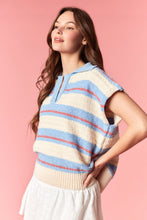 Load image into Gallery viewer, Peach Love Americana Jacquard Knit Striped Top in Cream/Light Blue
