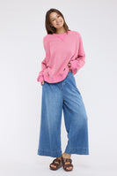 Wishlist Striped Drop Shoulder Sweatshirt in Pink/Natural