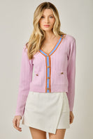 Mystree Button Front Cardigan in Bubble Gum