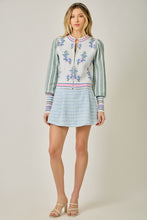 Load image into Gallery viewer, Mystree Floral Sweater Bomber Jacket in Ivory
