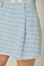 Load image into Gallery viewer, Mystree Tweed Front Pleated Skort in Blue
