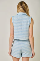 Mystree Tweed Vest Top in Blue (TOP ONLY)