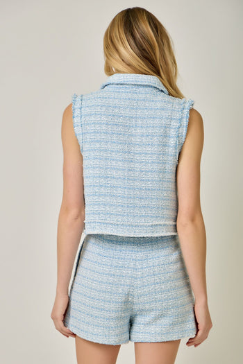 Mystree Tweed Vest Top in Blue (TOP ONLY)