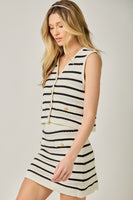 Mystree Nautical Stripe Knitted Vest in Dark Navy