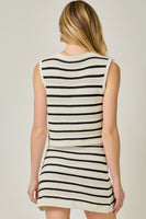 Mystree Nautical Stripe Knitted Vest in Dark Navy